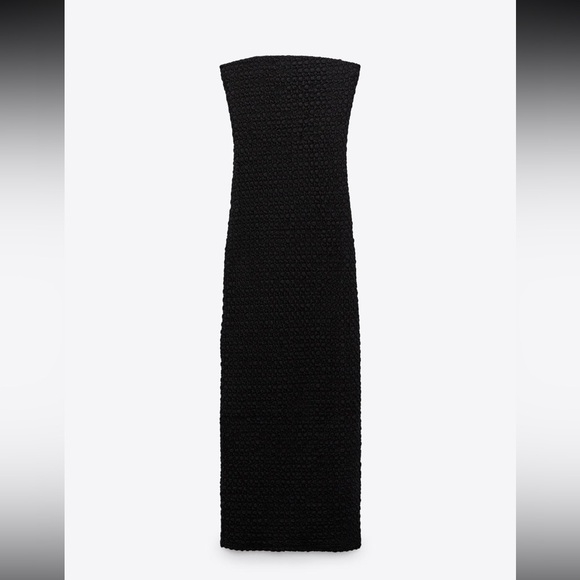 Zara Dresses & Skirts - Elegant textured Black Strapless Dress